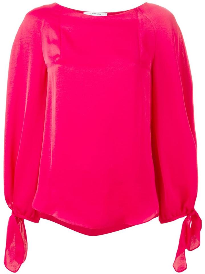 Carven Puff Sleeve Blouse, Women's, Size: 40, Pink/purple, Polyester