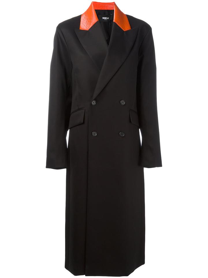 Yang Li - Pointed Lapels Double-breasted Coat - Men - Cotton/viscose - 50, Black, Cotton/viscose