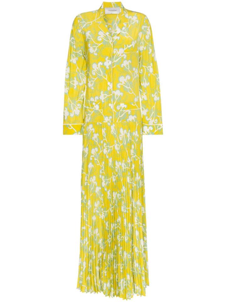Valentino Graphic Elder Crepe De Chine Maxi Dress - Yellow