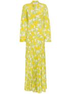 Valentino Graphic Elder Crepe De Chine Maxi Dress - Yellow