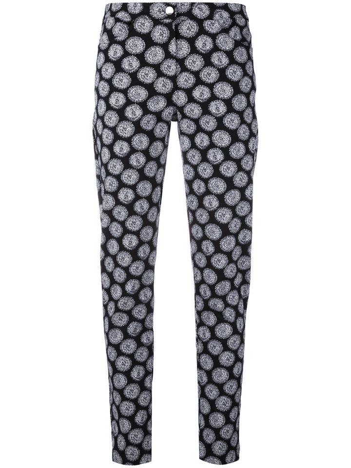 D.exterior - Embroidered Skinny Trousers - Women - Cotton/polyamide/polyester/spandex/elastane - M, Black, Cotton/polyamide/polyester/spandex/elastane