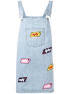 Au Jour Le Jour Dungaree Patch Dress, Size: 42, Blue, Cotton/polyester