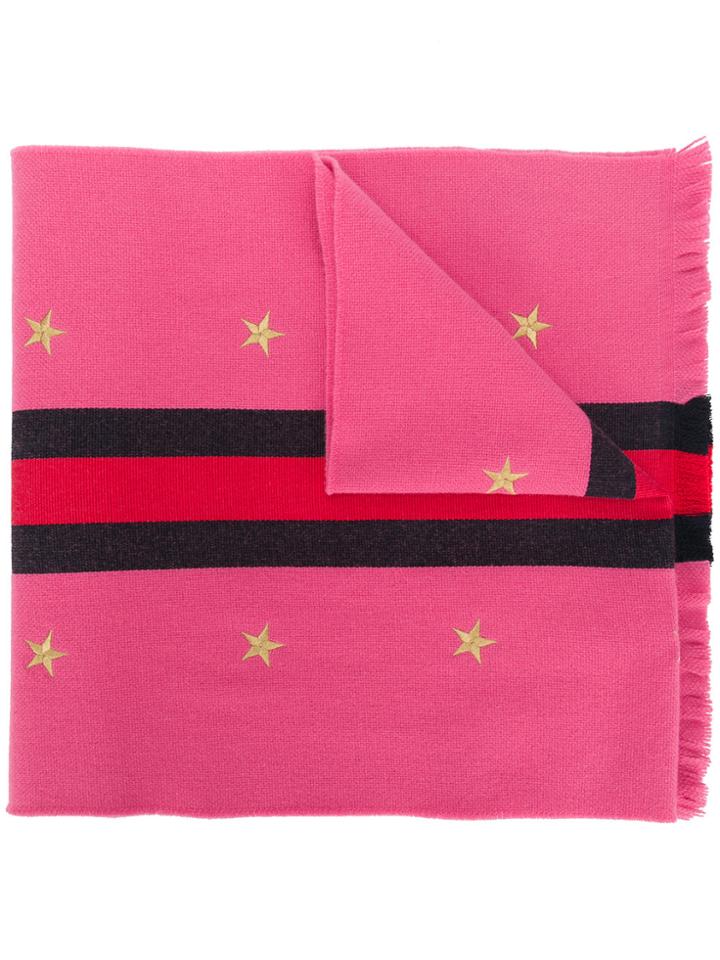 Gucci Embroidered Star Scarf - Pink & Purple