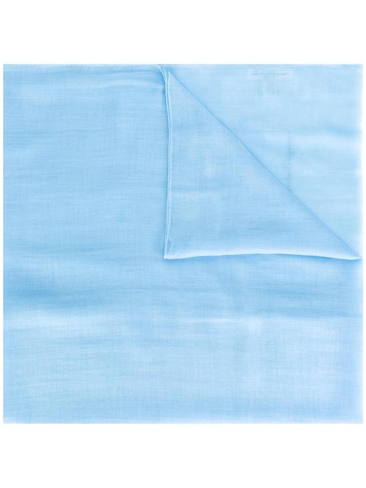 Salvatore Ferragamo Large Frayed Stole - Blue