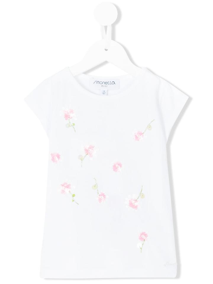 Simonetta - Floral T-shirt - Kids - Cotton/spandex/elastane - 4 Yrs, White