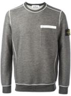 Stone Island Chest Pocket Sweatshirt, Men's, Size: Xxl, Grey, Cotton/polyester