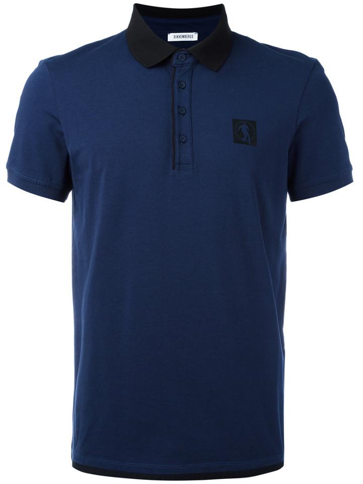 Dirk Bikkembergs Contrast Collar Polo Shirt, Men's, Size: Small, Blue, Cotton/spandex/elastane