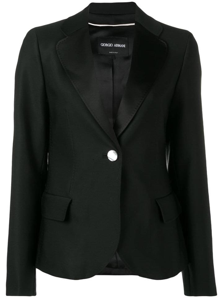 Giorgio Armani One-button Fitted Blazer - Black