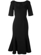 Dolce & Gabbana Peplum Hem Dress, Women's, Size: 38, Black, Virgin Wool/polyamide/spandex/elastane/silk