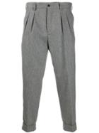 Pt01 Feather Detail Tailored Trousers - Grey