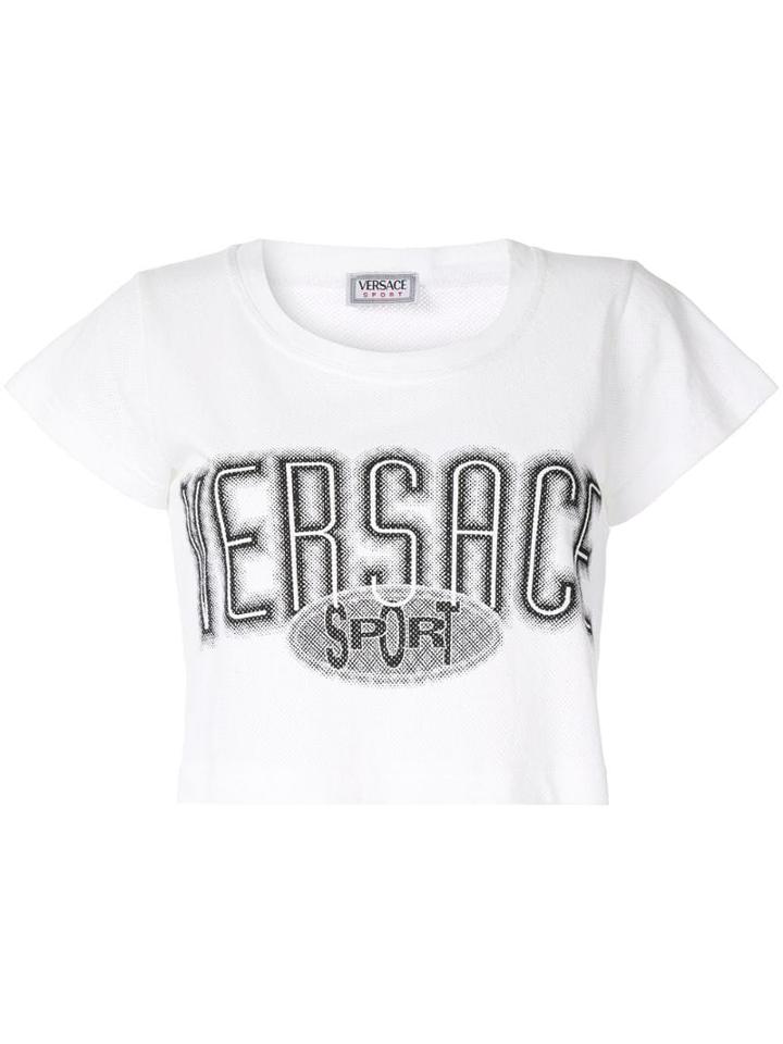 Versace Pre-owned Logo Cropped Top - White