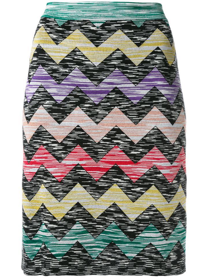 Missoni Zigzag Print Straight Skirt, Women's, Size: 40, Wool/rayon/nylon