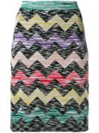 Missoni Zigzag Print Straight Skirt, Women's, Size: 40, Wool/rayon/nylon