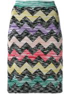 Missoni Zigzag Print Straight Skirt, Women's, Size: 40, Wool/rayon/nylon