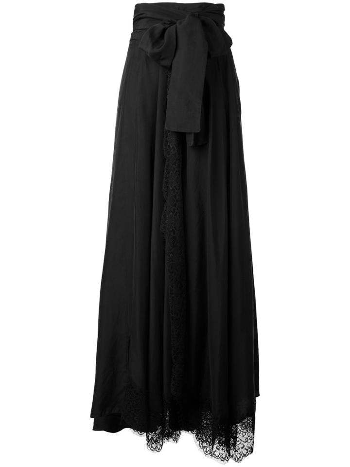 Faith Connexion - Lace Hem Maxi Skirt - Women - Silk/polyamide - Xs, Black, Silk/polyamide