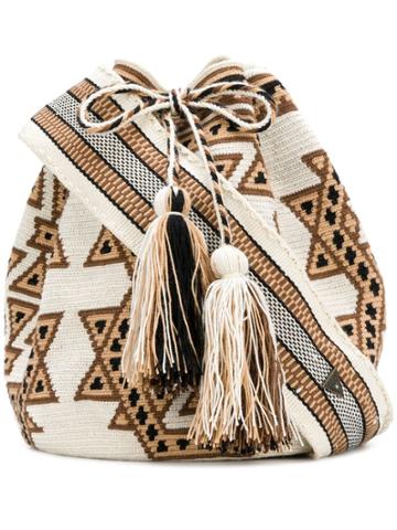 Naledi Geometric Pattern Bag - White