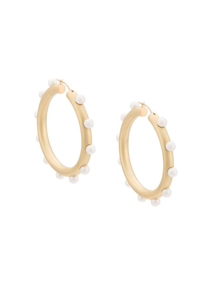 Irene Neuwirth Pearl Embellished Hoop Earrings - Yellow