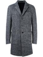 Z Zegna Plaid Mid Coat, Men's, Size: 52, Grey, Wool/polyamide/cotton/cupro