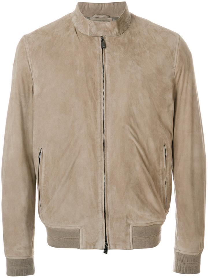 Corneliani Suede Bomber Jacket - Nude & Neutrals