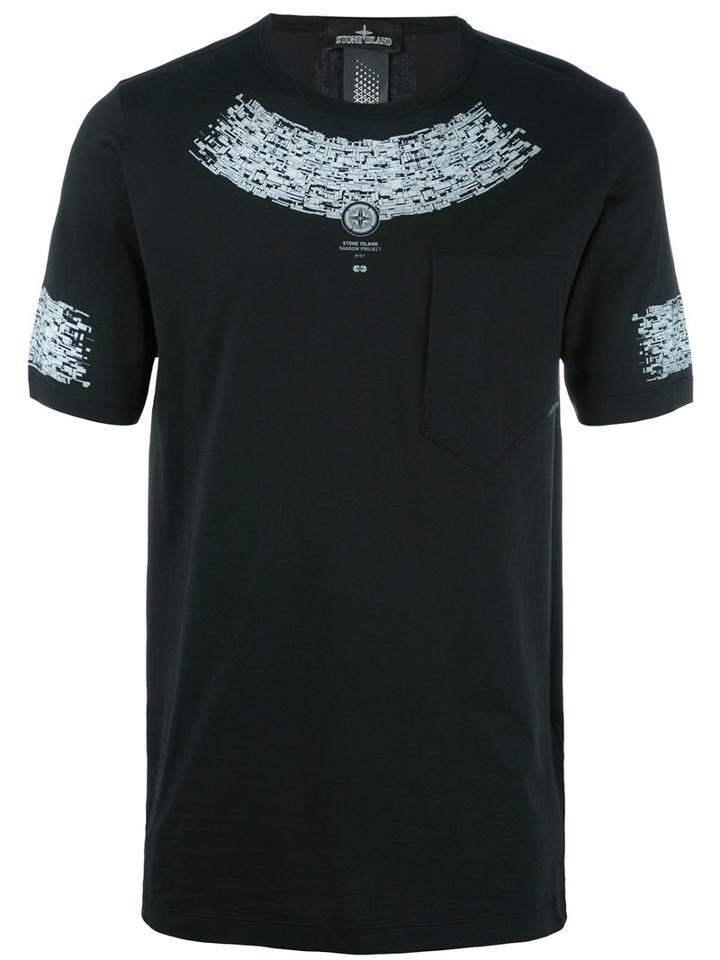 Stone Island Shadow Project Compass Print T-shirt, Size: Xl, Black, Cotton