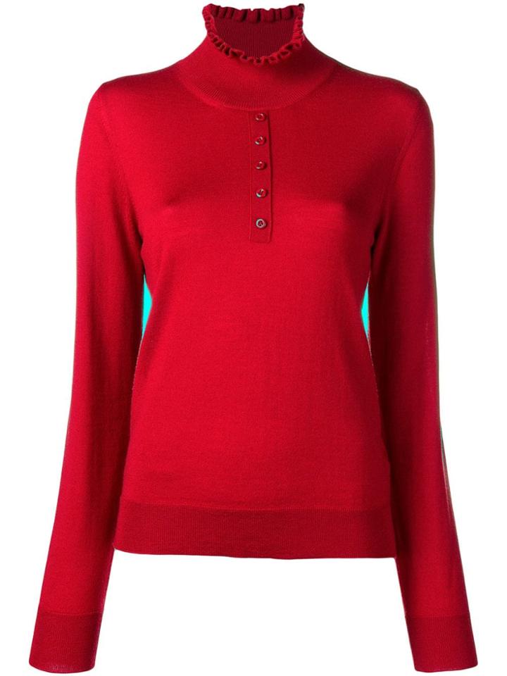 Carven Ruffled Neck Jumper - Red