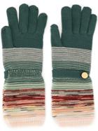 Missoni Knit Gloves With Button - Green