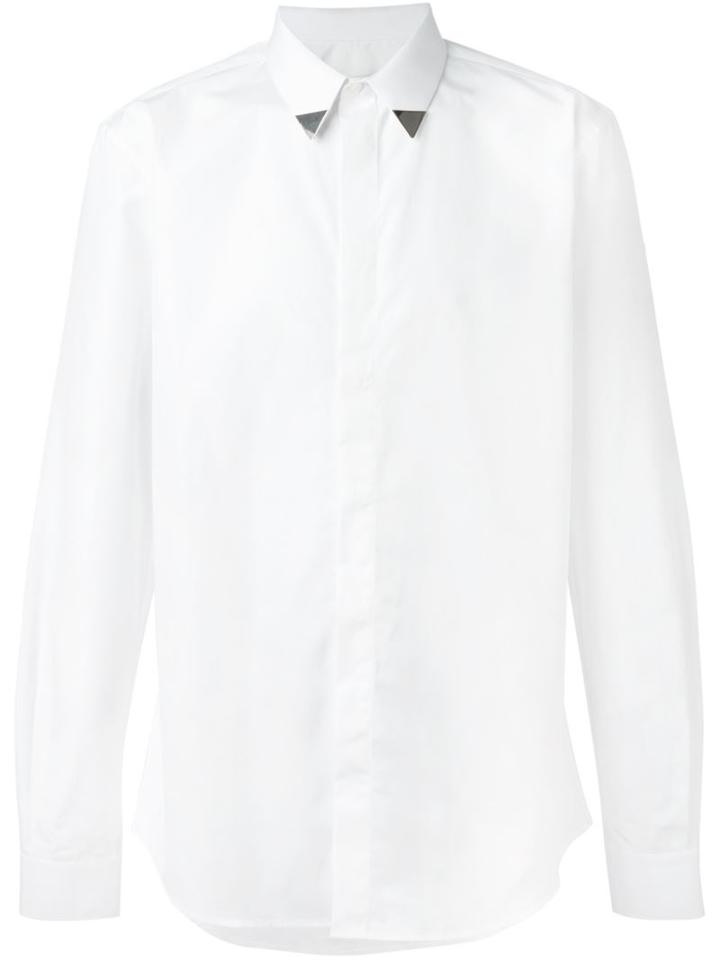 Givenchy Metallic Collar Tip Shirt, Men's, Size: 41, White, Cotton/brass