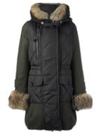 Moncler 'elestoria' Coat, Women's, Size: 1, Green, Feather Down/polyamide/racoon Fur