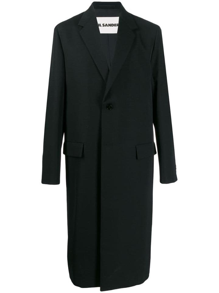 Jil Sander Single-breasted Long Coat - Blue