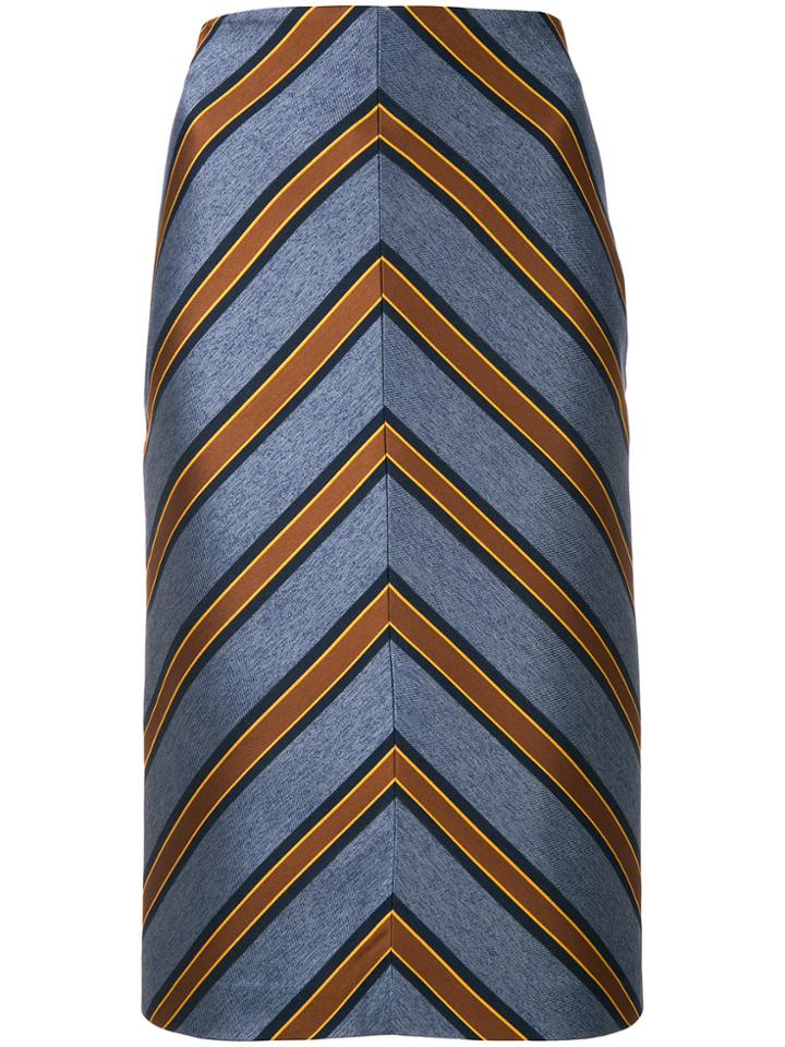 Fendi Geometric Colour Block Stripes Skirt - Blue