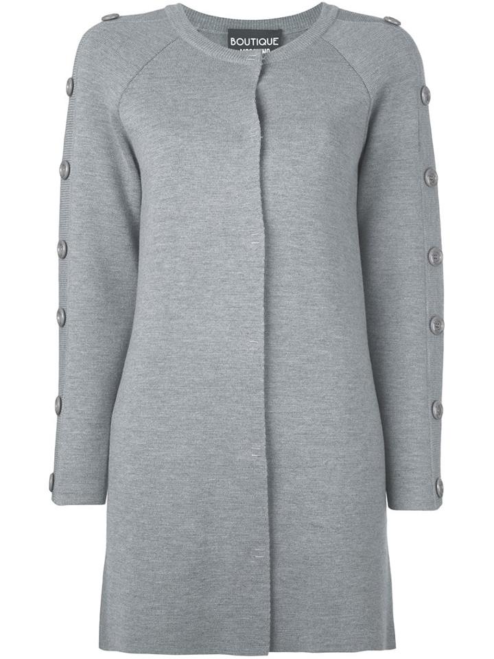 Boutique Moschino Single Breasted Coat, Women's, Size: 44, Grey, Virgin Wool