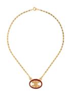 Céline Vintage Logo Pendant Chain Necklace - Gold