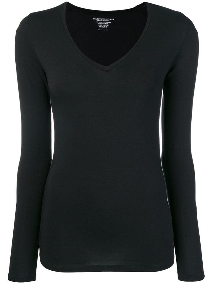 Majestic Filatures Long-sleeve Fitted Top - Black