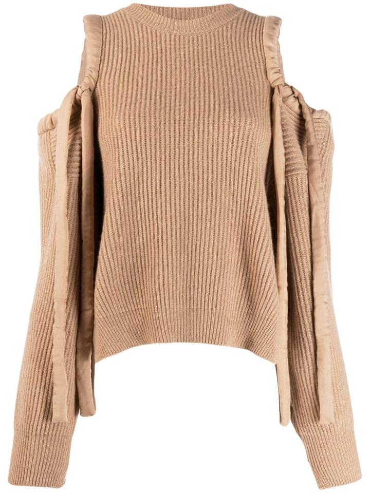Stella Mccartney Drawstring Cold Shoulders Jumper - Neutrals