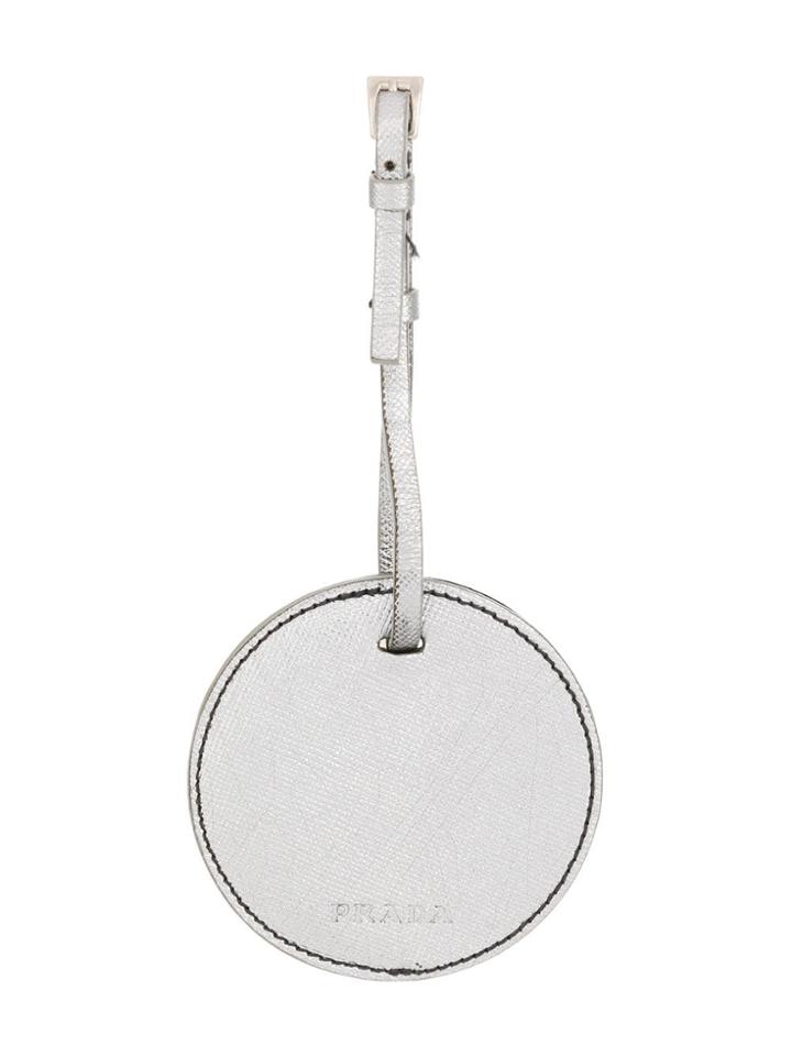 Prada Leather Logo Bag Charm - Silver