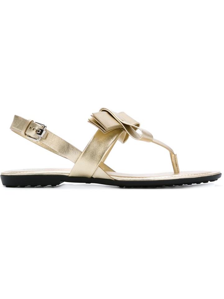 Tod's Bow Detail Metallic Sandals