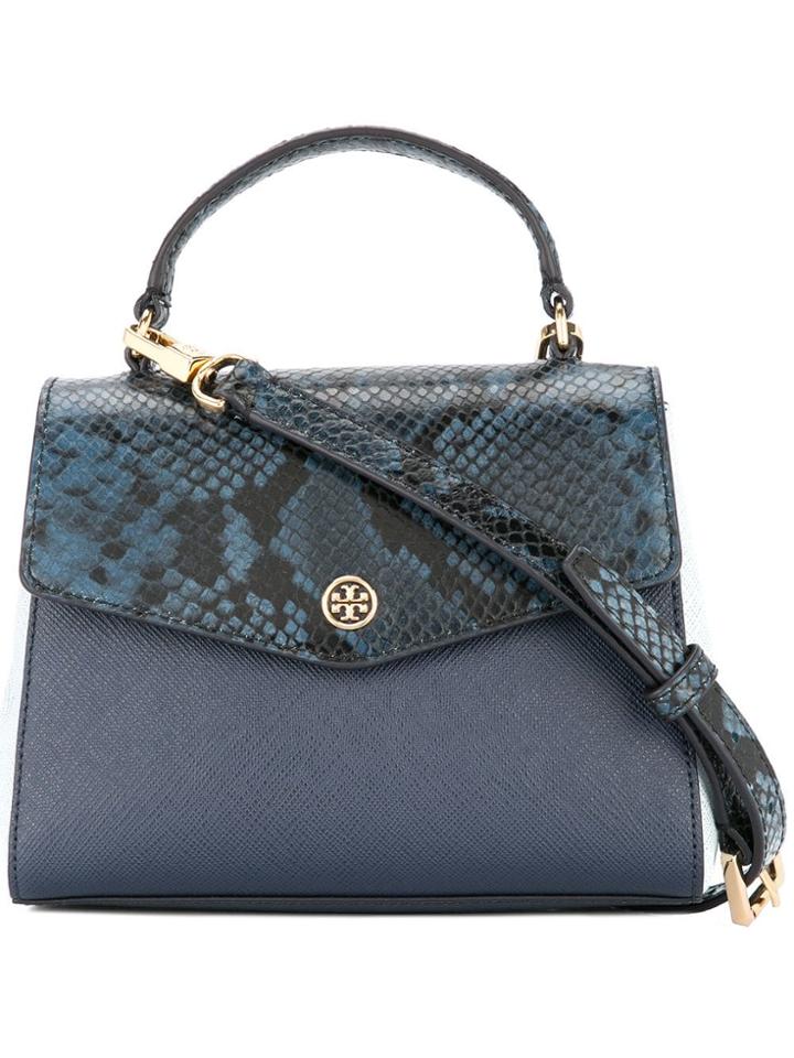 Tory Burch Robinson Mixed-materials Top-handle Satchel - Blue