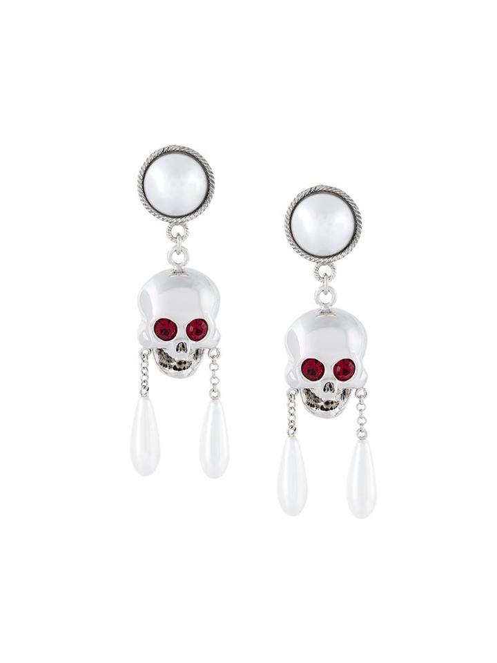 Moschino Skull Drop Clip-on Earrings