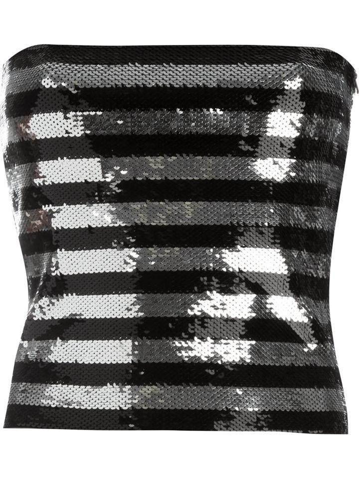 Saint Laurent Cropped Sequin Strapless Top