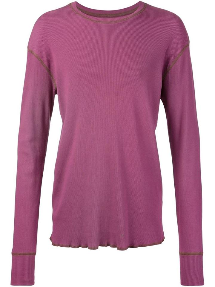 321 Longsleeved Ribbed T-shirt, Men's, Size: Medium, Pink/purple, Cotton