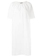 Hache Gathered Neck Dress, Women's, Size: 40, White, Cotton/spandex/elastane