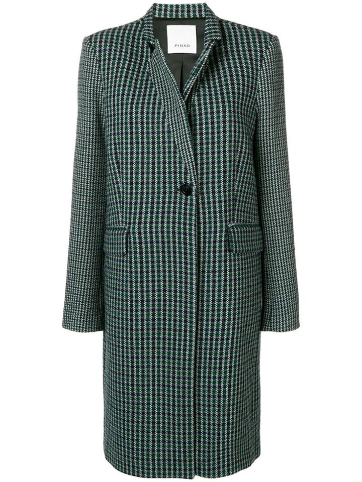 Pinko Checked Single Breasted Blazer - Green