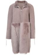 Oscar De La Renta Zipped Fur Coat - Pink & Purple