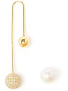 Asherali Knopfer 18k Gold, Diamond And Pearl Bar Earring, Women's, Metallic