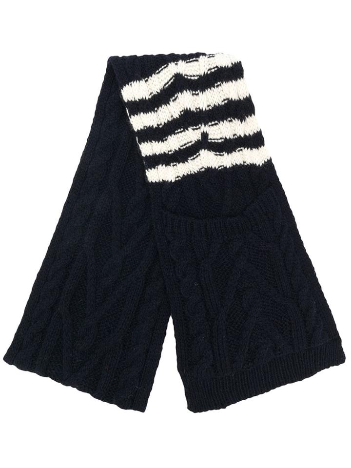 Thom Browne Aran Cable Stripe Scarf - Blue