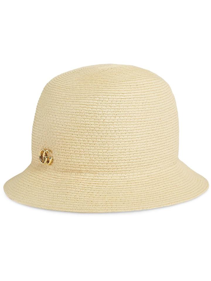 Gucci Gg Logo Raffia Hat - Neutrals