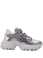 Miu Miu Crackled Chunky Sneakers - Silver