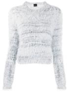 Pinko Fuzzy Marbled Knit Sweater - White