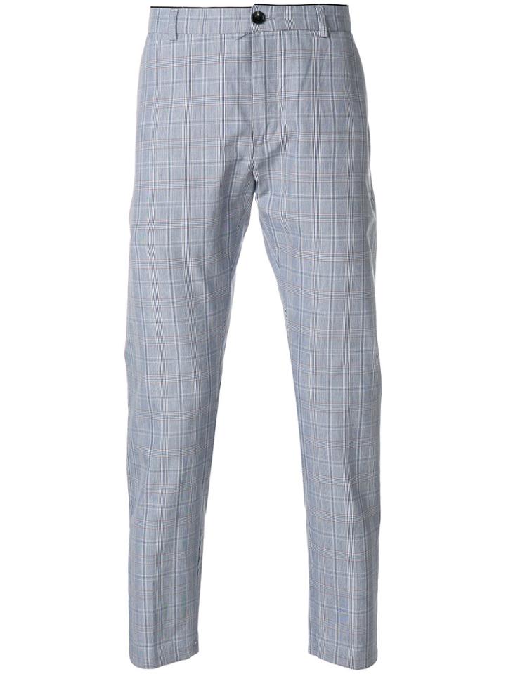 Department 5 Plaid Straight Leg Trousers - Blue