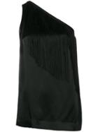 Stella Mccartney - Fringed One-shoulder Top - Women - Acetate/viscose - 42, Black, Acetate/viscose